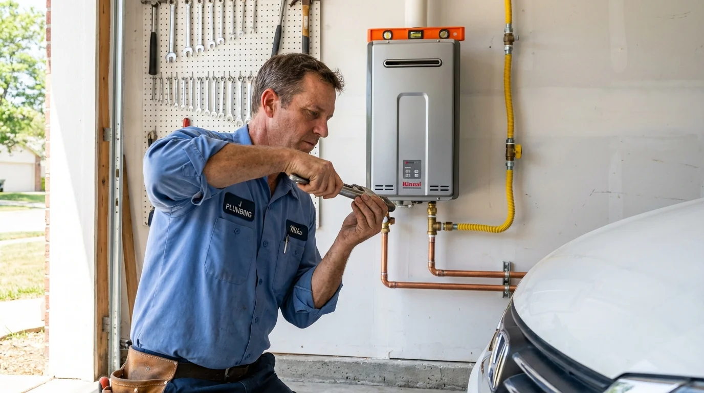 Tankless water heater installation by a Johns Plumbing LLC plumber in Sidney